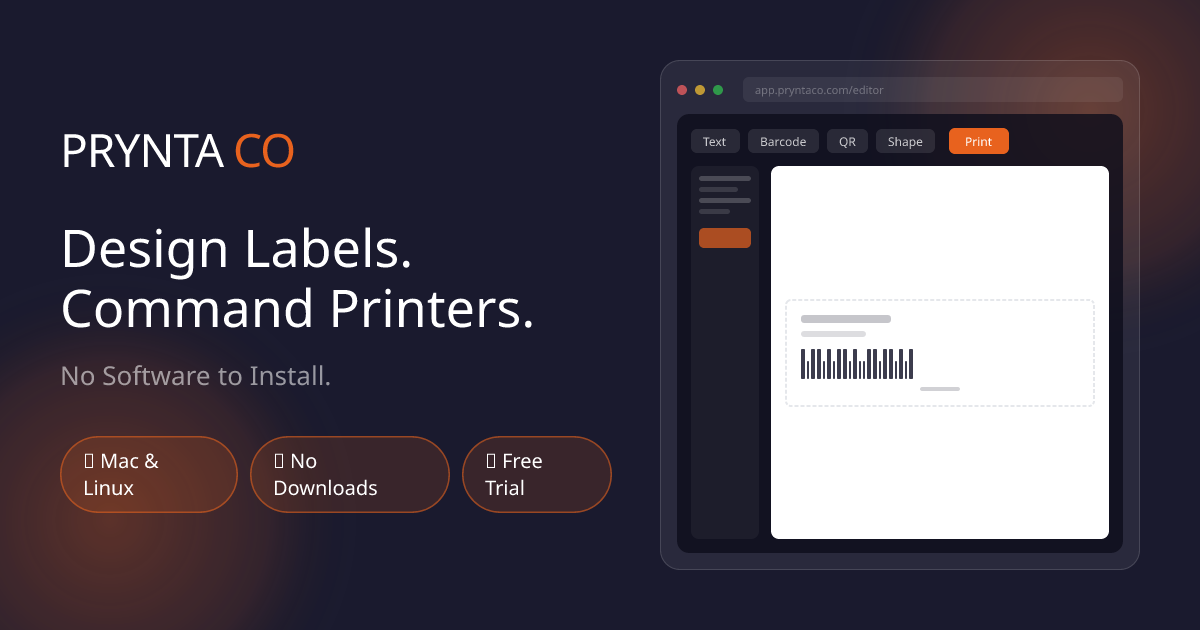 Prynta Co — Browser-Native Label Design & Thermal Printer Management